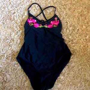 Black one piece bathing suit